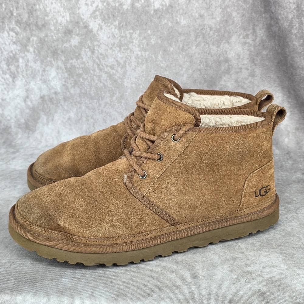 UGG Boots Mens 12 Neumel Chukka Brown Leather Lace Up Round Toe Casual F27019L